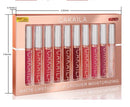 10-Pack Matte Lip Gloss: Waterproof & Nonstick Finish