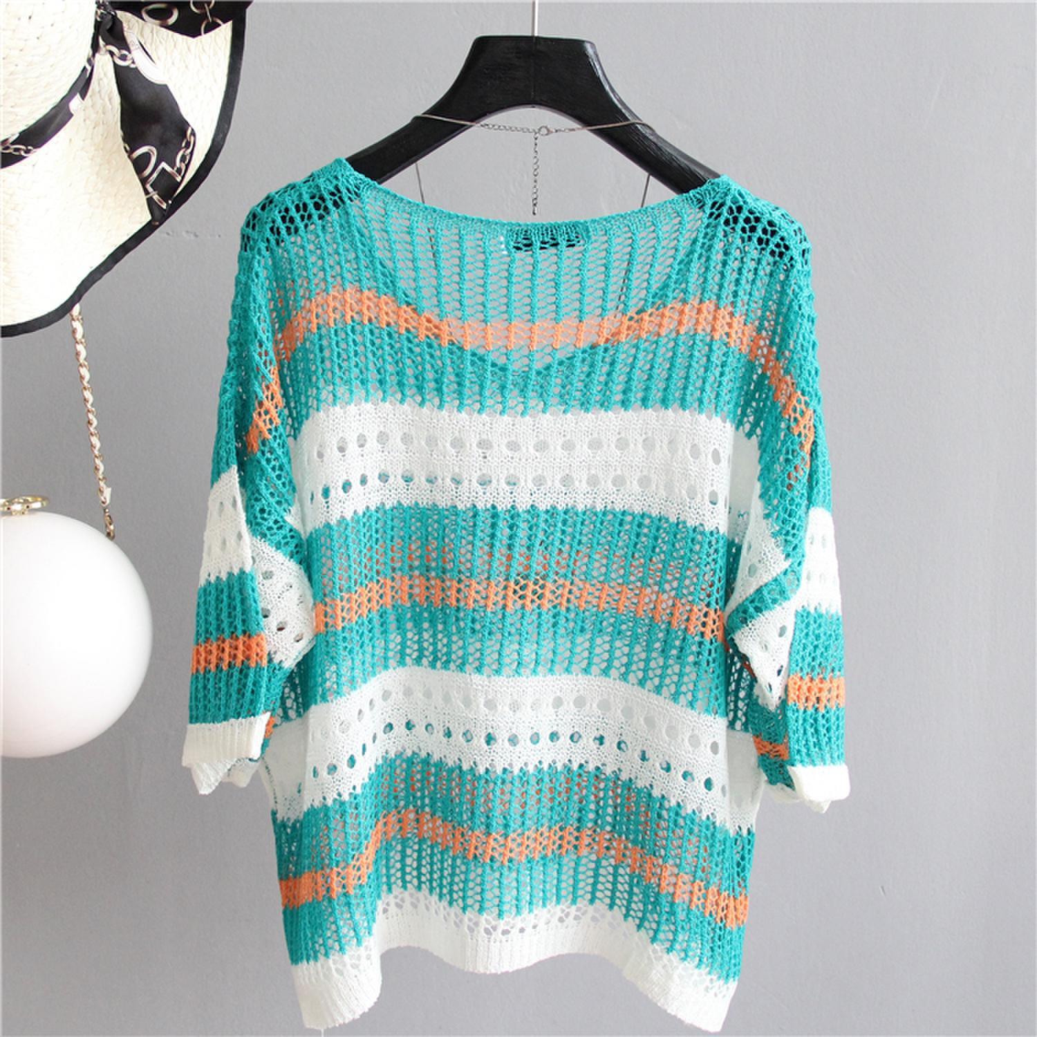 Striped Loose Sweater: Women's Sunscreen Apparel