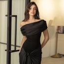 Elegant Off-Shoulder Long Dress: Fashionable Slim-Fit Design