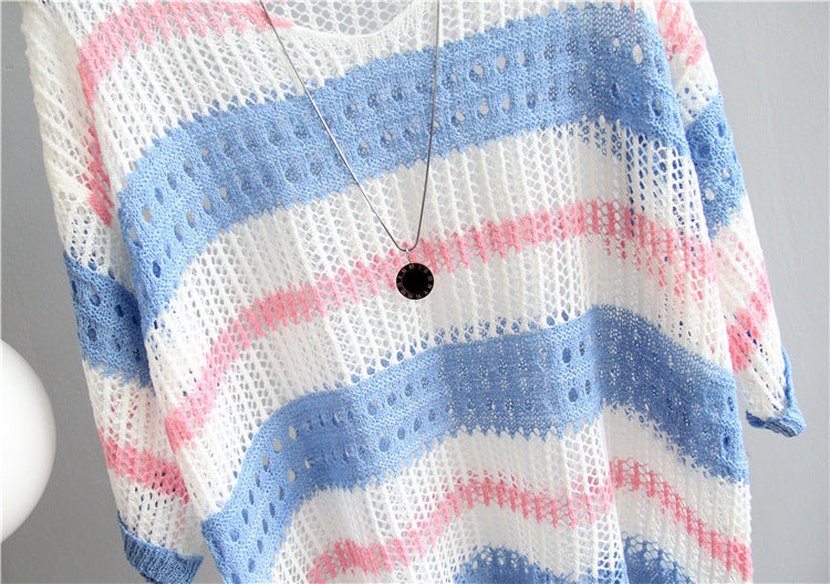 Striped Loose Sweater: Women's Sunscreen Apparel