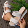 New Woven Wedge Slippers: Ethnic Style Hemp Rope Sandals with Double Straps