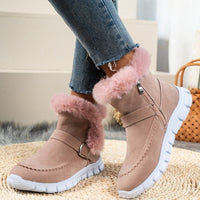 New Women's Snow Boots: Warm Plush Ankle Boots with Buckle and Velvet Lining