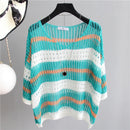 Striped Loose Sweater: Women's Sunscreen Apparel