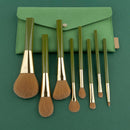 Soft Green Makeup Brush Set: 8 Shimmering Brushes for a Flawless Finish