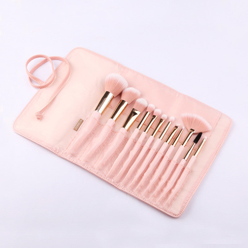 12-Piece Makeup Brush Set: Precision Tip Tail Handle