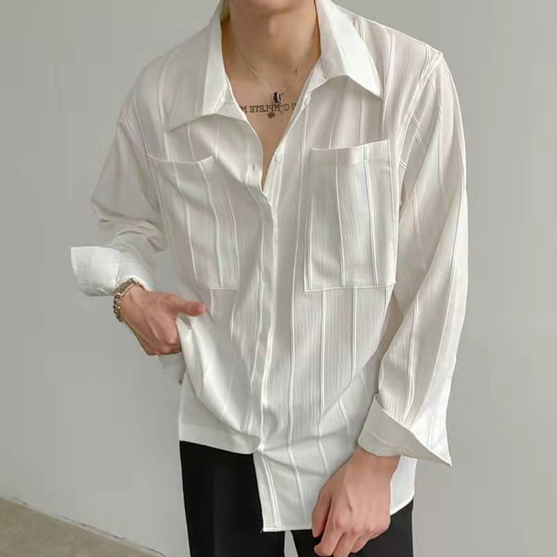 Fashion Cool Long Sleeve Solid Color Shirt Men