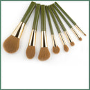 Soft Green Makeup Brush Set: 8 Shimmering Brushes for a Flawless Finish