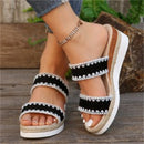 New Woven Wedge Slippers: Ethnic Style Hemp Rope Sandals with Double Straps