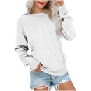 Solid Color Pullover Sweatshirt: Fashionable Loose-Fit with Pocket & Round Neck