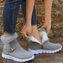 New Women's Snow Boots: Warm Plush Ankle Boots with Buckle and Velvet Lining