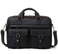 Retro Leather Briefcase - 15.6" Laptop Bag for Men