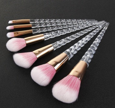 Crystal Makeup Brush Set: Transparent Spiral Handle for a Stylish Touch