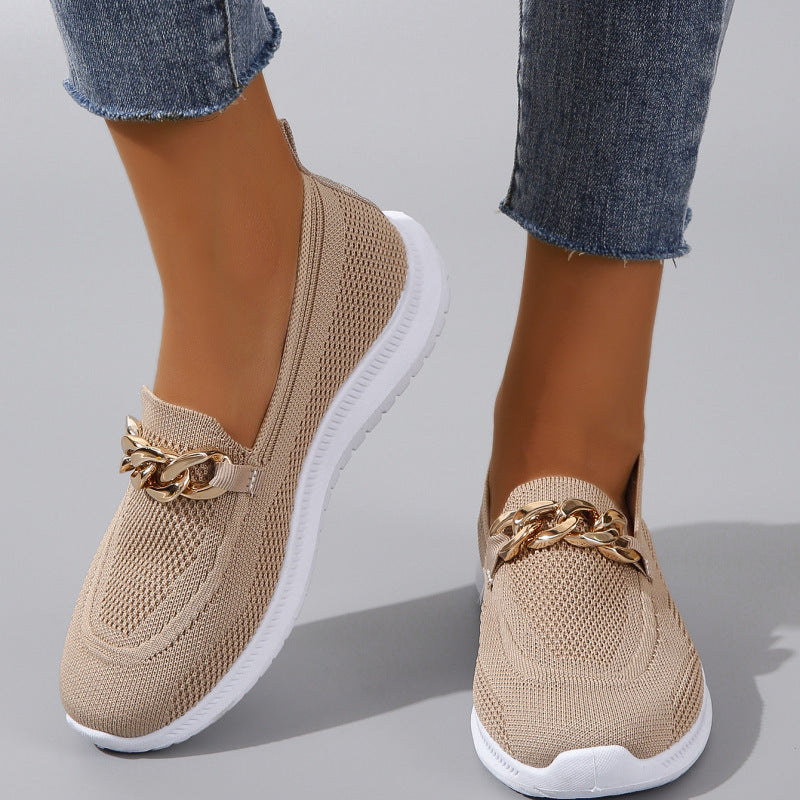 Women’s Chain Mesh Flats: Sporty & Stylish Walking Shoes