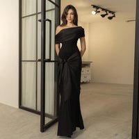 Elegant Off-Shoulder Long Dress: Fashionable Slim-Fit Design