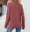 Lapel Button Sweatshirt: Casual Solid Color Pullover for Women