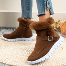 New Women's Snow Boots: Warm Plush Ankle Boots with Buckle and Velvet Lining