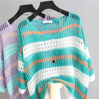 Striped Loose Sweater: Women's Sunscreen Apparel