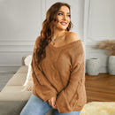 V-Neck Long-Sleeve Knit Sweater: Cozy Loose-Fit Pullover