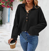 Lapel Button Sweatshirt: Casual Solid Color Pullover for Women