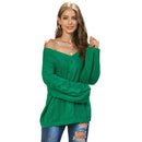 V-Neck Long-Sleeve Knit Sweater: Cozy Loose-Fit Pullover