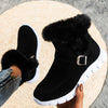 New Women's Snow Boots: Warm Plush Ankle Boots with Buckle and Velvet Lining