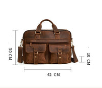 Retro Leather Briefcase - 15.6" Laptop Bag for Men