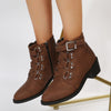 Pointed Toe Ankle Boots: Zippered Knight Boots with Belt Buckle