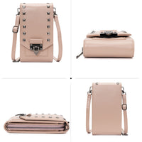 Rivet Design Crossbody Bags - Solid Color Shoulder Handbags for Women