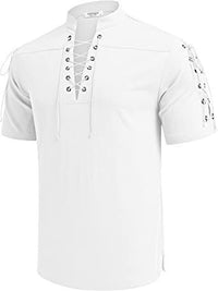 Hippie V-Neck Lace-Up Pirate Shirt - Beach Style