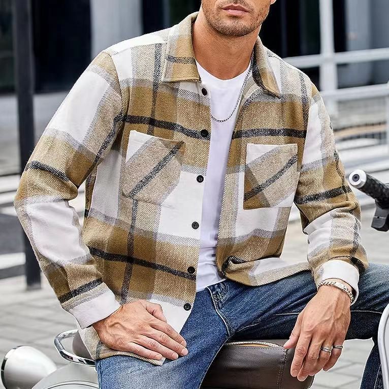 Men's High-End Thermal Plaid Shirt Coat: Padded for Warmth