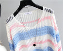 Striped Loose Sweater: Women's Sunscreen Apparel