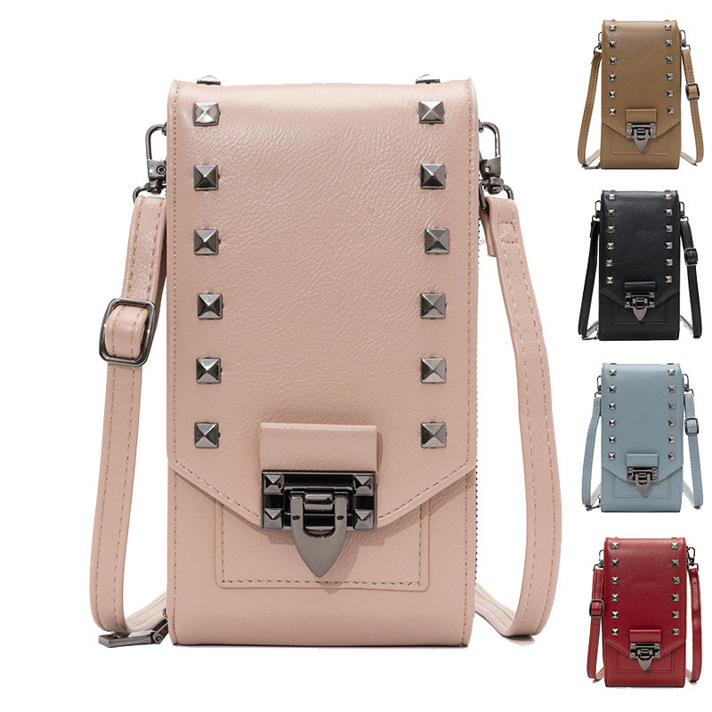 Rivet Design Crossbody Bags - Solid Color Shoulder Handbags for Women