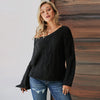 V-Neck Long-Sleeve Knit Sweater: Cozy Loose-Fit Pullover