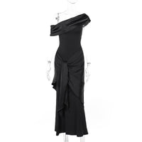 Elegant Off-Shoulder Long Dress: Fashionable Slim-Fit Design