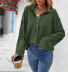 Lapel Button Sweatshirt: Casual Solid Color Pullover for Women