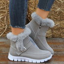 New Women's Snow Boots: Warm Plush Ankle Boots with Buckle and Velvet Lining