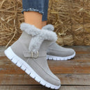 New Women's Snow Boots: Warm Plush Ankle Boots with Buckle and Velvet Lining