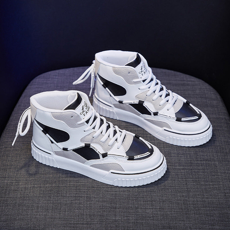 High-Top White Running Shoes: Stylish & Flat Comfort