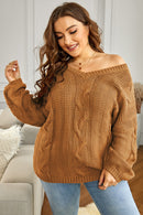 V-Neck Long-Sleeve Knit Sweater: Cozy Loose-Fit Pullover